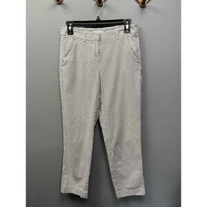 Kate Hill Womens‎ Seersucker Crop Ankle Pants Size 2 Tan White Stripe